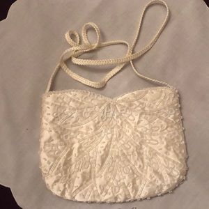 Pearl White Beaded Bridal Handbag